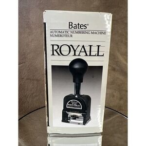 Bates Royall Automatic Numbering Machine RNM 6-7 In Box With Manual and Ink